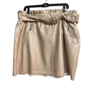 Marc New York Skirt with Belt Faux Leather Pull-On Metallic Light Pink, M, L, XL